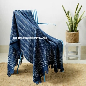 Large Hand Printed Cotton Traditional Blanket Home Chair / Sofa / Bed Throws - Picture 1 of 5