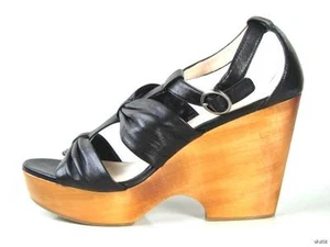Zapatos COACH Cuero Negro Correa en T Plataforma Cuñas 9.5 - Muy Cómodos - Imagen 1 de 4