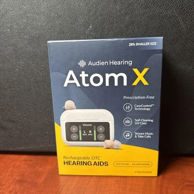AUDIEN СЛУХ АТОМ X ПЕРЕЗАРЯЖАЕМЫЙ OTC СЛУХОВЫЕ АППАРАТЫ СОВЕРШЕННО НОВЫЙ BLUETOOTH (0880) - Изображение 1 из 4