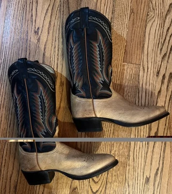 Tony Lama 13" Pecan Taurus Shoulder Leather Western Boot Men Size 8 EE Women 10 - Image 1 of 4