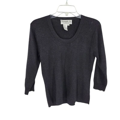 Suéter Top Negro Seda Metálico Minimalista Chic Y2K Fiesta Núcleo Parisino Glamour L Foto 1 de 3