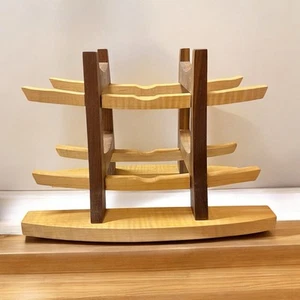Wine Rack MidCentury Style Handmade Solid Wood Maple Walnut Bottle Display USA - Picture 1 of 4