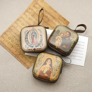 7x7cm Prayer Rosary Storage Bag Zippered Religious Articles Devotees - Picture 1 of 30