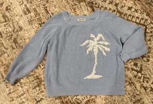 Women’s Tommy Bahama Breezy Palm Crewneck Ribbed Knit Sweater Blue Small - Picture 1 of 13
