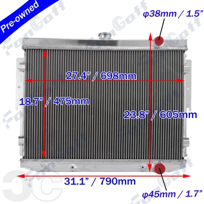 4 Rows Aluminum Radiator For 1973-1978 Dodge Charger Plymouth Roadrunner 7.2L V8 - Imagem 1 de 4