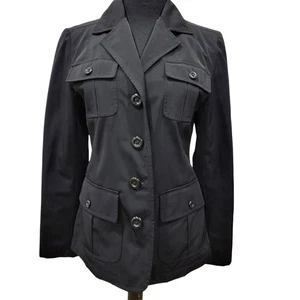 Braetan Black Women Small Fitted Military Jacket Utility Minimalist Formal Retro - Picture 1 of 8