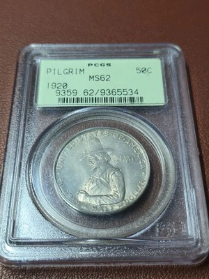 U.S. Mint 1920 Pilgrim Commemorative Half Dollar - PCGS MS62 Old Green Holder - Image 1 of 4