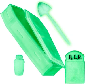 Glow in the Dark Tombstone, Urn, Coffin & Shovel for Wrestling Action Figures - Picture 1 of 2