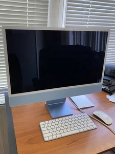 2021 Apple iMac 24" M1 Chip 3.2GHz 16GB RAM 1TB SSD 8-Core GPU A2438 Blue - Photo 1/9