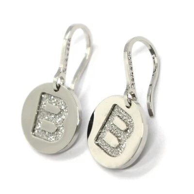 REBECCA BRONZE EARRINGS, PENDANT 27 MM, DISC, LETTER B WITH GLAM, MADE IN ITALY - Image 1 of 2