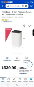 Frigidaire 10,000 BTU Portable Air Conditioner white FHPC102AC1 - Picture 1 of 12