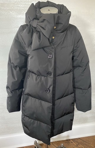 Kate Spade Donna XXS Fiocco Nero Giacca Lunga Cappotto Piumino Padre Nero