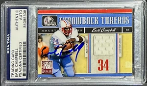 Earl Campbell Signed 2008 Donruss Elite Throwback Threads Card PSA/DNA Oilers - Picture 1 of 3