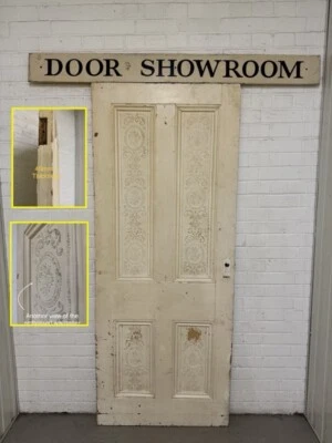 Porta interna de 4 painéis de pinho vitoriano antigo recuperado 1980 ou 1965 x 795 mm - Imagem 1 de 4