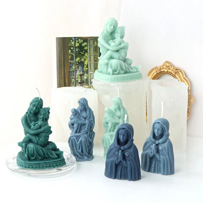 Moldes de velas de silicona 3D Jesús Virgen María hágalo usted mismo molde para hacer cera jabón resina artesanía Foto 1 de 4