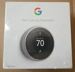 Google Nest Learning Thermostat Stainless Steel T3007ES 3rd Gen SEALED - Picture 1 of 7