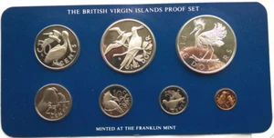 British Virgin 1979 Snowy Egret Proof Bird Set of 7 Coins,With 2 Silver Coins - Picture 1 of 2