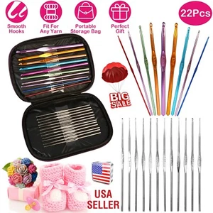 22 Sizes Multicolor Smooth Crochet Hooks, Knitting Needles Kit, Random Color - Picture 1 of 9