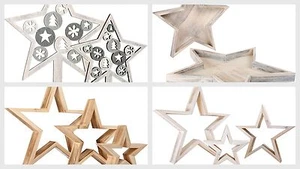 Decorative Star Christmas Motif Star Plate Figures Xmas Decor Wood DecorationNEW - Picture 1 of 8