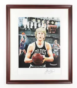 Larry Bird Signed (Beckett) LE Celtics 27” x 32” Custom Framed Lithograph Displa - Picture 1 of 4