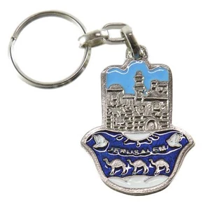 Porte clés amulette JERUSALEM porte bonheur d'Israël motif oriental idée cadeau - Imagen 1 de 7