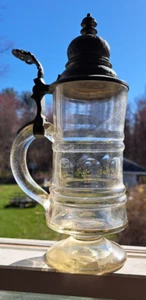 Regimental Stein Dated 12-4-1894 Infantry Regiment 128 (Danzig) 1/2 Liter Glass - Picture 1 of 8