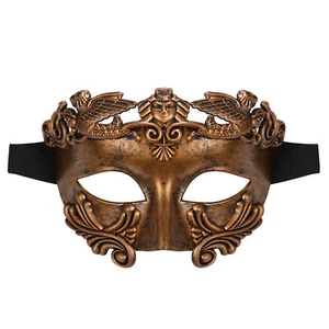 Men's Masquerade Samurai Mask Greek Roman Soldier Venetian Mask Antique Bronze - Picture 1 of 6