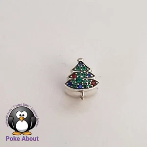 Authentic Pandora CZ Christmas Tree Silver Charm 790018C01 Red Green Colourful - Picture 1 of 7