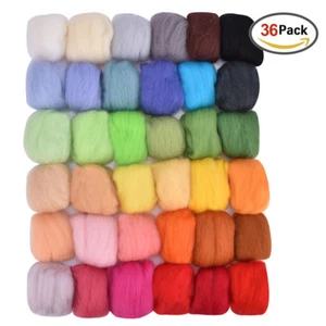 36 Colors Fibre Wool Roving For Needle Felting Spinning DIY Craft Material Set - Picture 1 of 3