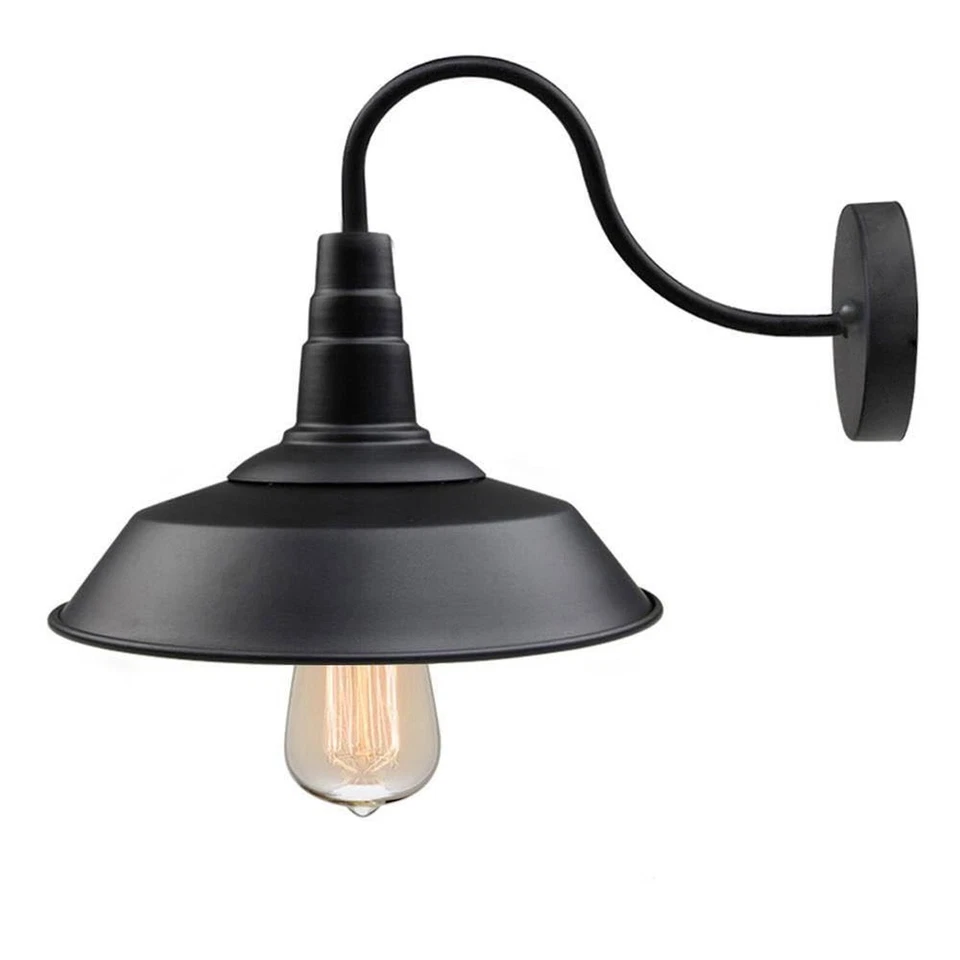 LNC 1-light Barn Light Vintage Black Metal Wall Sconce A0224101