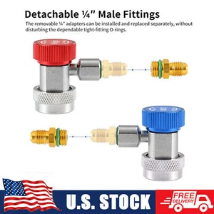 Adjustable R134A Adapter Fittings Quick Coupler High Low AC Freon Manifold Gauge - Picture 1 of 8