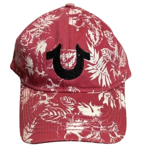 NEW True Religion Red Floral Tropical Flower Hawaiian Rhinestone Ball Cap Hat - Picture 1 of 6