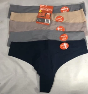 Warner's 5 Pairs No Lines No Lie Won’t Roll Thongs XL Multi-Color Style #RX1001P - Picture 1 of 5