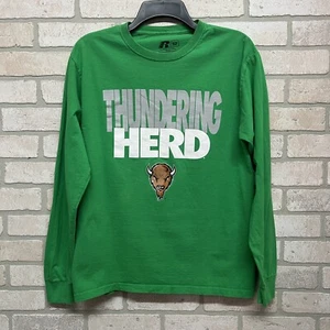Marshall Thundering Herd Long Sleeve T-Shirt Mens Size Medium Green Marco Logo - Picture 1 of 12