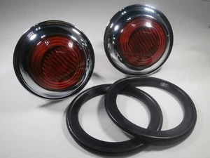 1955-1957 VW T2 BUS REAR TAIL LIGHT SET RED W/ BRACKET & SEAL LEFT & RIGHT - Picture 1 of 2
