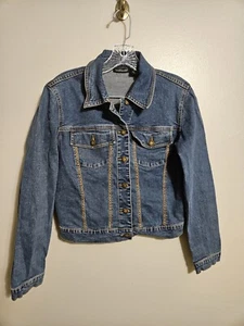 Willi Smith Womens Classic fitted Denim Jacket Blue Jean Stretch Size XS - Picture 1 of 8