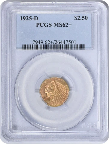 1925-D $2.50 Gold Indian MS62+ PCGS Cover