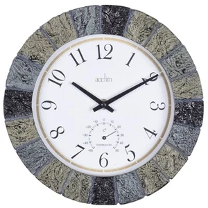 Acctim Bowfell Wall Clock Outdoor & Indoor Use Weatherproof Quartz Slate 26cm - Picture 1 of 2