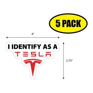 PAQUETE DE 5 4""x2.75"" ME IDENTIFICO COMO TESLA Calcomanía Pegatina HUMOR DIVERTIDO REGALO MUY BUEN ESTADO 0G0214 - Imagen 1 de 2