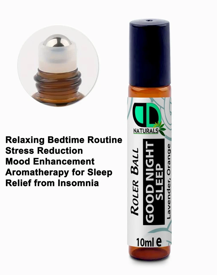 DD TECK Good Night Blend Ätherisches Öl Roller Ball 10 ml Pulspunkt Rolle Aromatherapie UK
