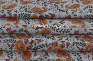 Indische Baumwolle Handblockdruck Blumenmuster Material Stoff Laufkleid 5 Meter - Bild 1 von 6