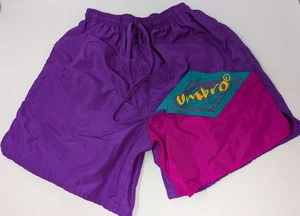 Vintage Umbro Shorts Erwachsene Gr. Small Nylon Neon Pink Lila Logo Fußball 90er - Bild 1 von 8