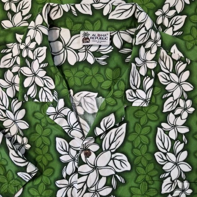 Camisa De Colección Aloha Republic Para Hombres 2XL Verde Blanca Floral Lei Hawaiana Foto 1 de 4