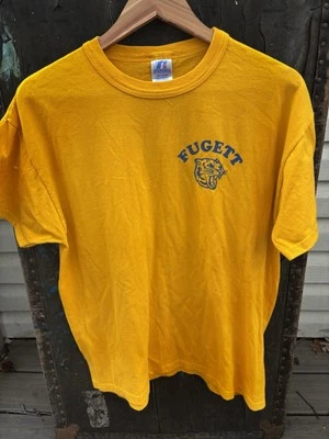 Men’s Vintage 1990 Russell Athletic Graphic Tee Mustard Yellow M Tiger  - Image 1 of 4