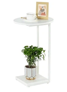 C Table Small End Table,Couch Tables That Slide Under,C Shaped Side Oval White - Picture 1 of 2