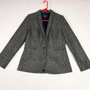 J Crew Wool Blazer Womens 6 Houndstooth One Button Classic Old Money - Picture 1 of 12