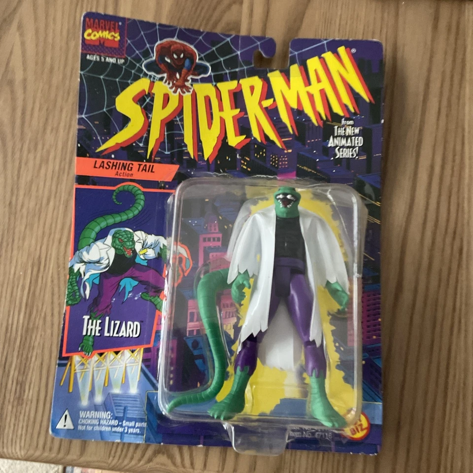 1994 年漫威蜘蛛侠动画系列蜥蜴动作人物玩具 BIZ 密封  — 第 1/4 张图片