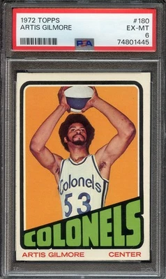 1972 Topps #180 Artis Gilmore RC PSA 6 HOF Kentucky Colonels 1445 - Image 1 of 2