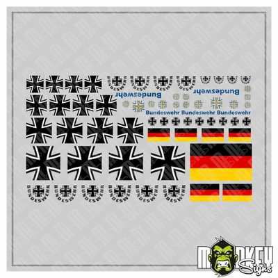 Aufkleber 58 teilig Modellbau RC Bundeswehr Sticker Armee Deutschland Kreuze - Bild 1 von 4