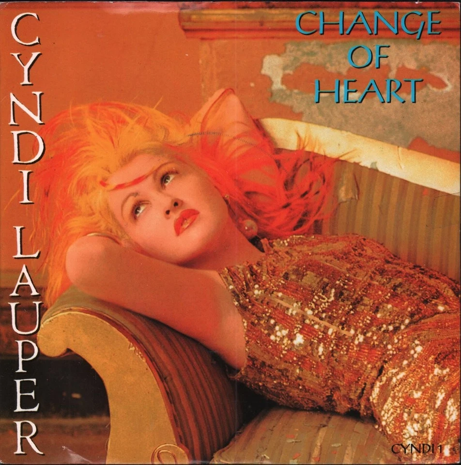 Cyndi Lauper Change of Heart 7" vinyl UK Portrait 1986 - pic sleeve has light - Image 1 of 3